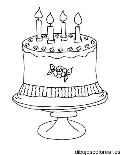 Dibujo de un pastel de cumpleaños para colorear
