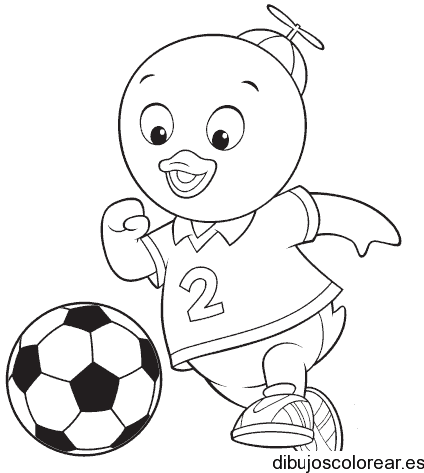 Dibujo de un patito jugando futbol para colorear
