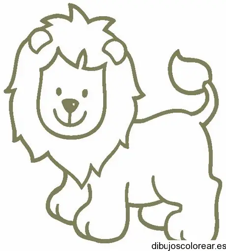 Dibujo de un pequeño león sonriendo para colorear
