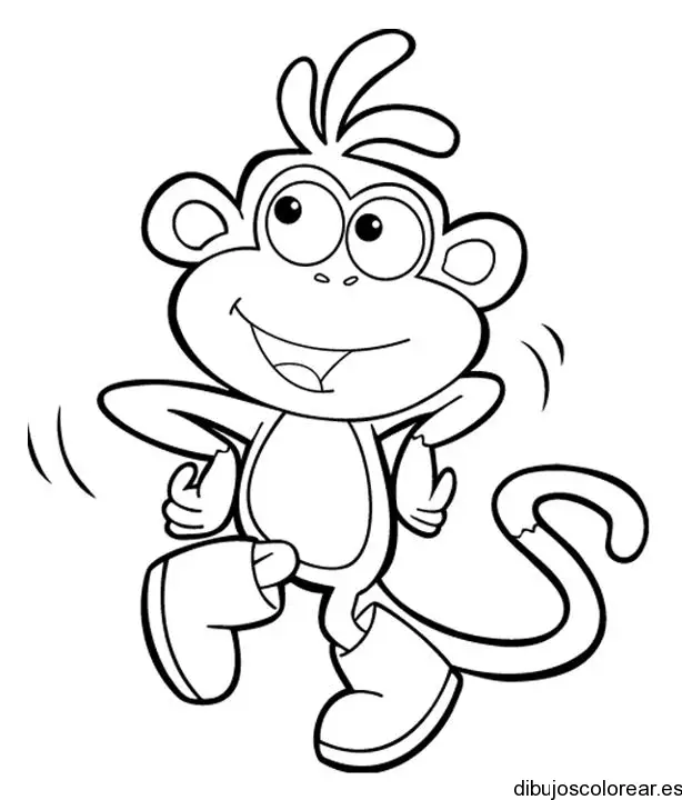 Dibujo de un pequeño mono bailando para colorear