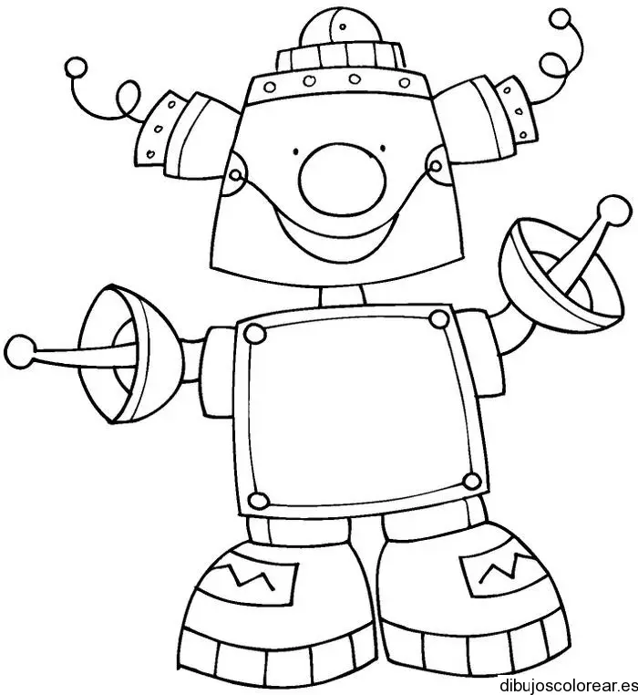 Dibujo de un pequeño robot cuadrado para colorear