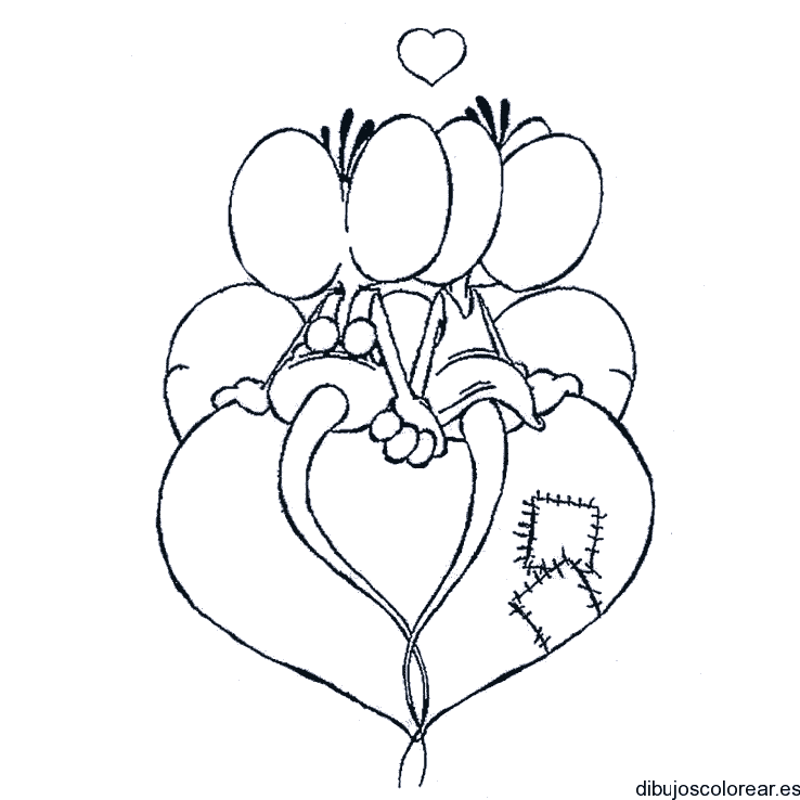 Dibujo de un perro en un corazón para colorear