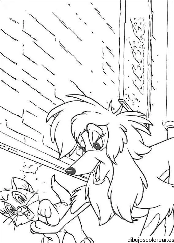 Dibujo de un perro y un gato para colorear