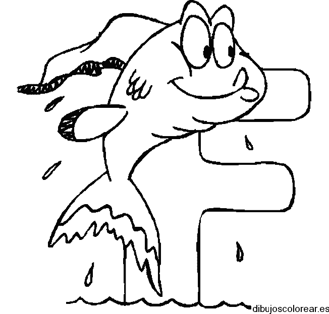 Dibujo de un pez y un delfín para colorear