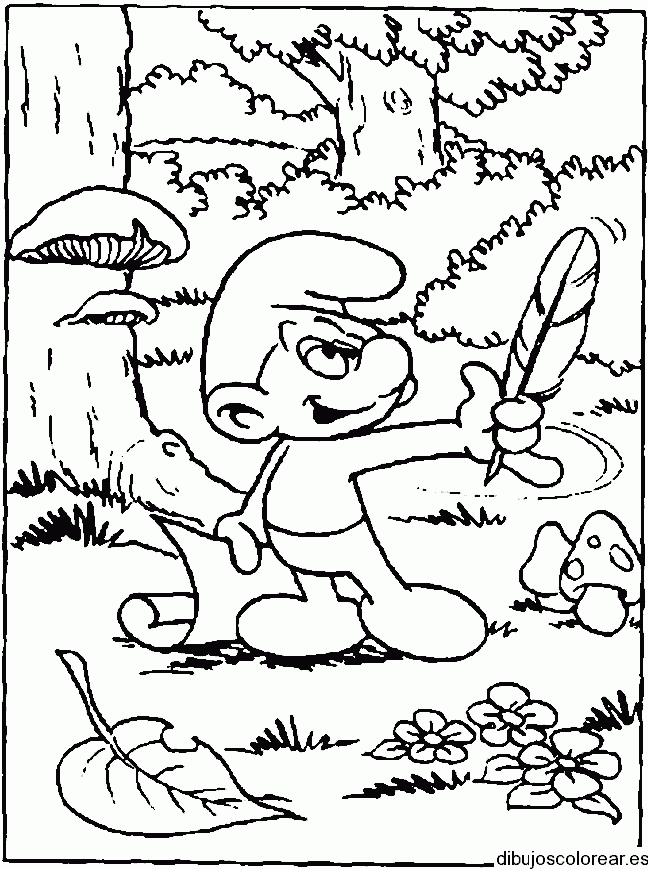 Dibujo de un pitufo con una pluma para colorear