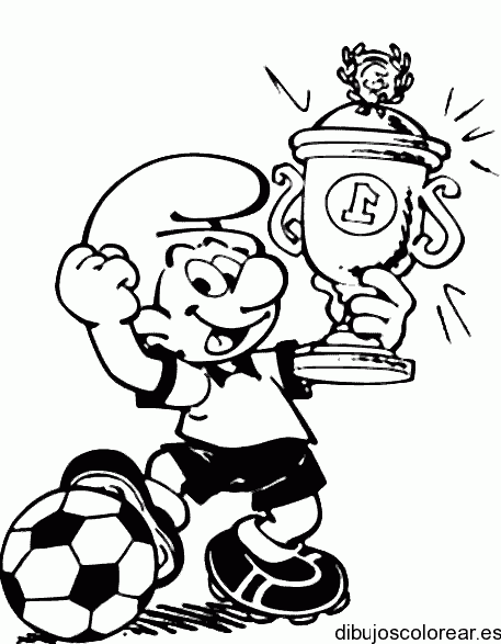 Dibujo de un Pitufo futbolista para colorear