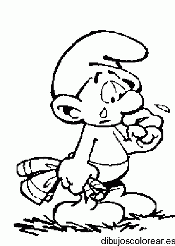 Dibujo de un pitufo llorando para colorear