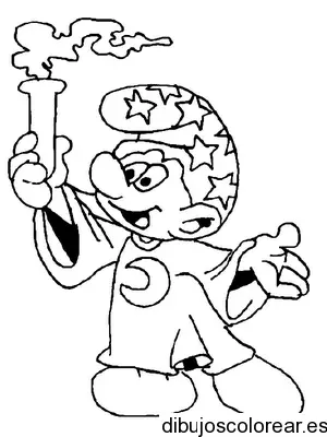 Dibujo de un pitufo mago para colorear