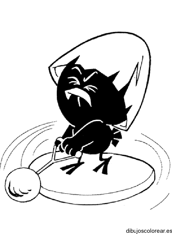 Dibujo de un pollito negro para colorear