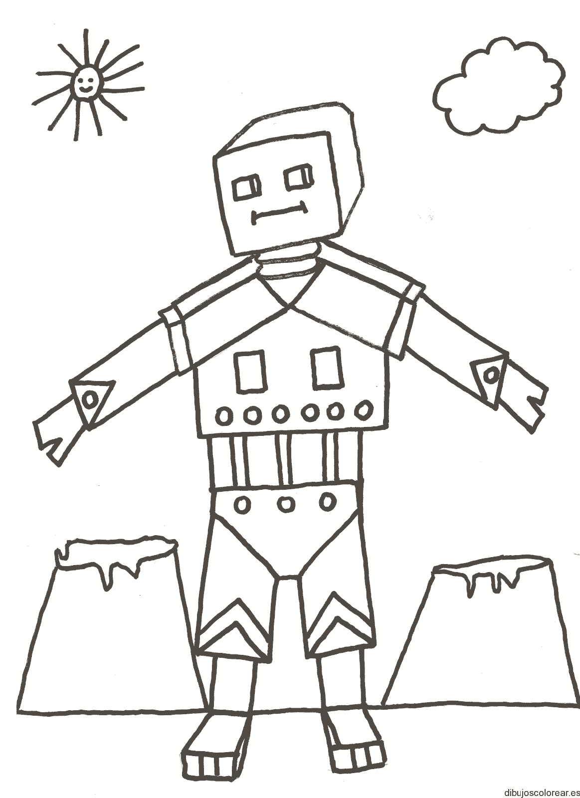 Dibujo de un robot con brazos extendidos para colorear