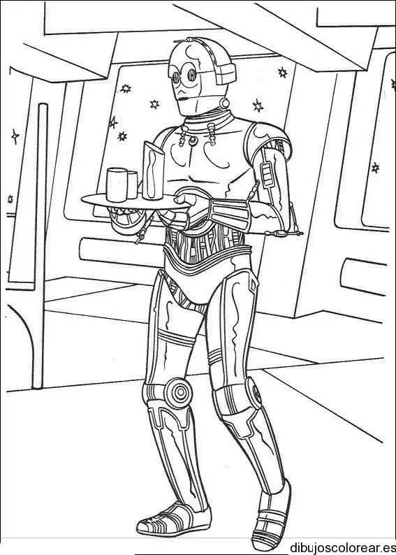 Dibujo de un robot y su comida para colorear
