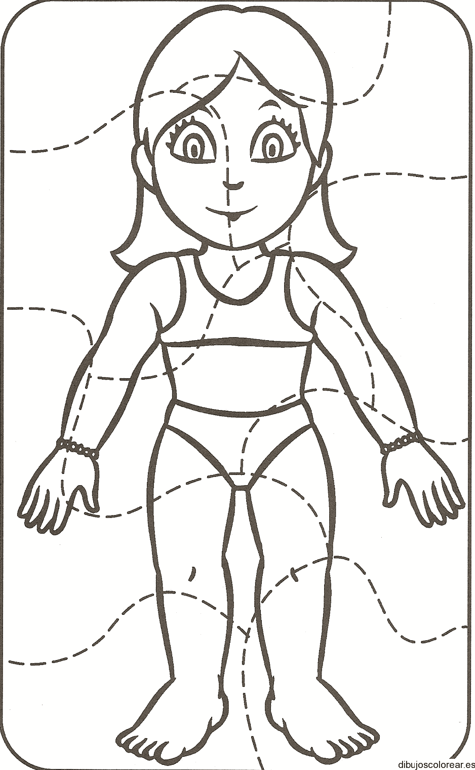 Dibujo de un rompecabezas de una niña para colorear
