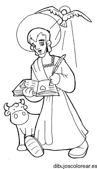 Dibujo de un sacerdote y una vaca para colorear