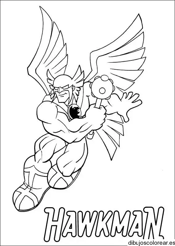 Dibujo de un superhéroe con alas para colorear