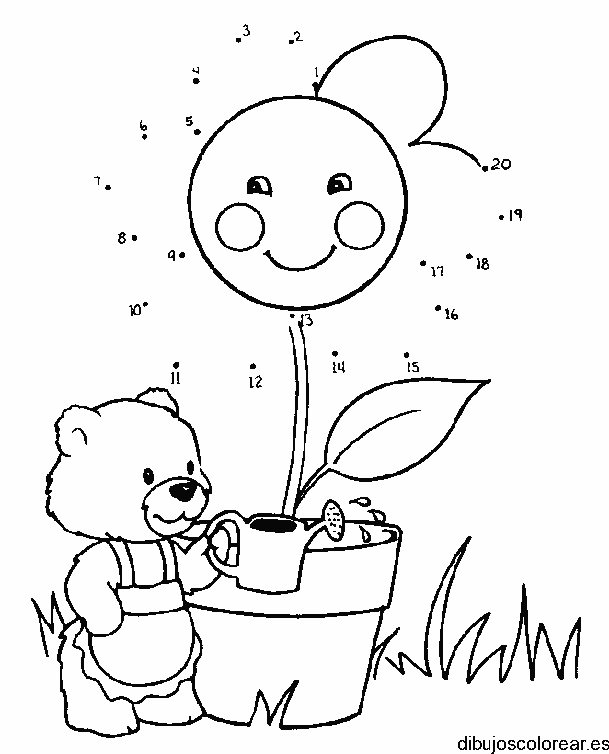 Dibujo de un tiesto y un oso para colorear