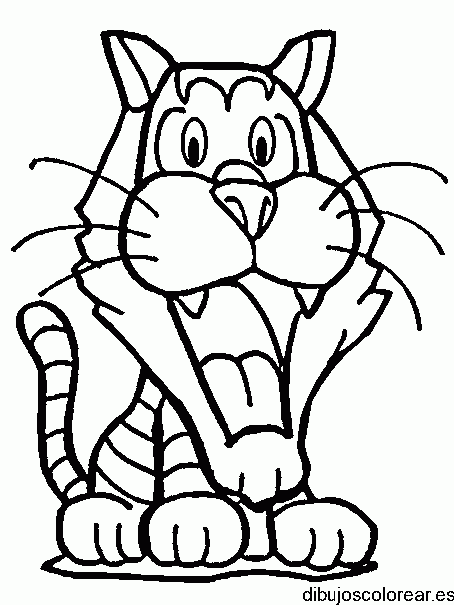 Dibujo de un tigre bostezando para colorear