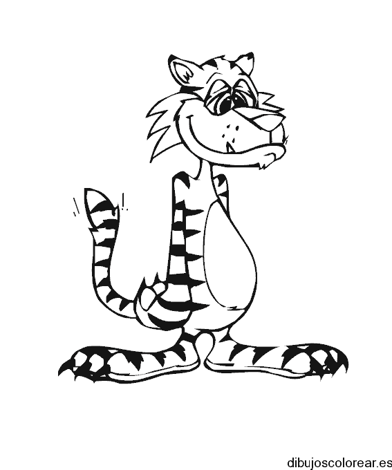 Dibujo de un tigre de pie para colorear