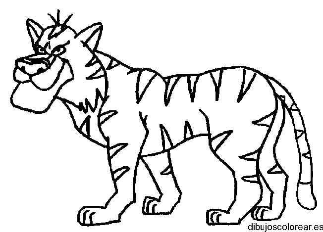 Dibujo de un tigre enfadado para colorear