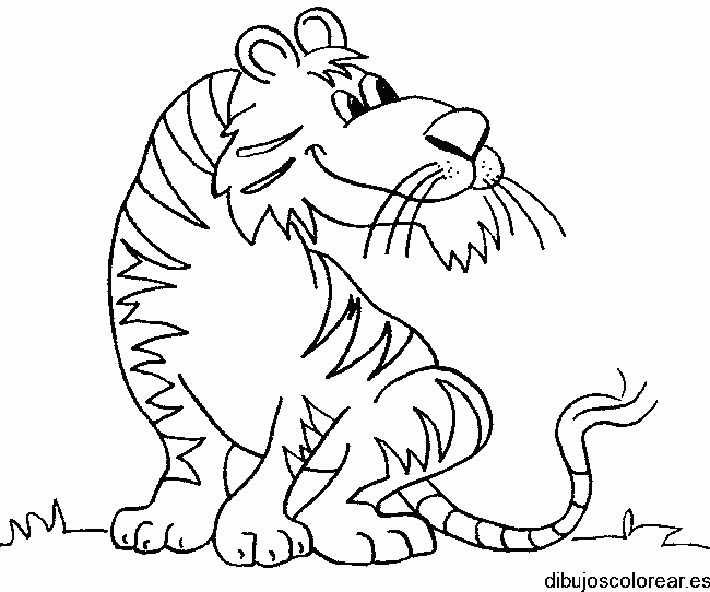 Dibujo de un tigre sonriente para colorear