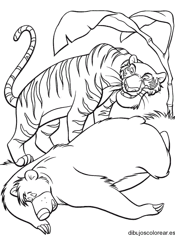 Dibujo de un tigre y un oso para colorear