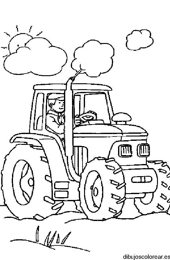 Dibujo de un tractor en la granja para colorear