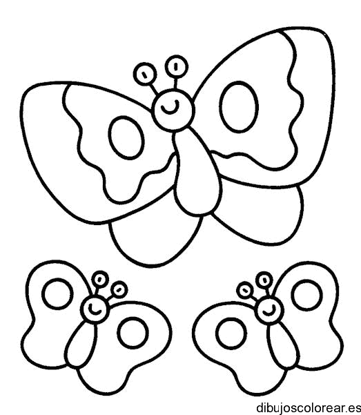Dibujo de un trío de mariposas para colorear