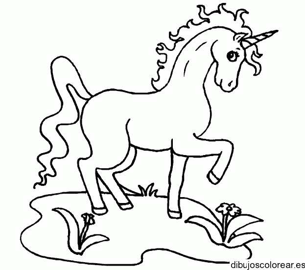 Dibujo de un unicornio con flores para colorear