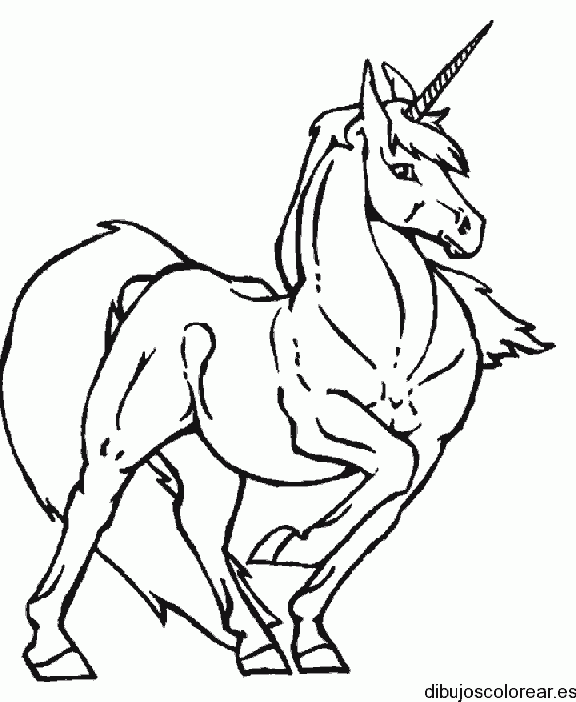 Dibujo de un unicornio galopando para colorear