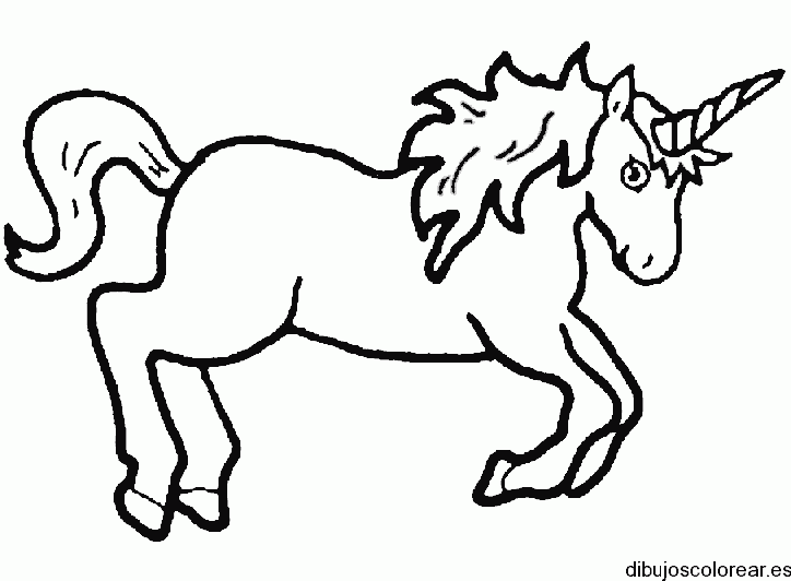 Dibujo de un unicornio galopando para colorear
