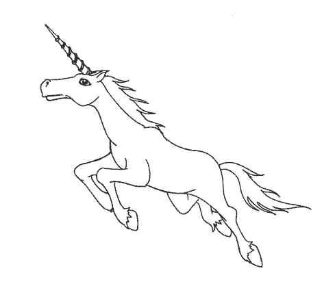 Dibujo de un unicornio saltando para colorear