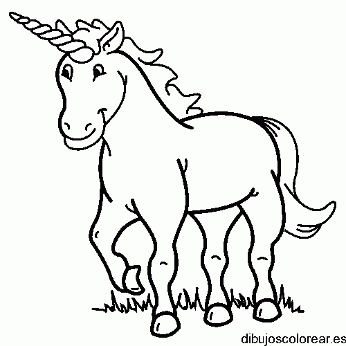 Dibujo de un unicornio sonriendo para colorear