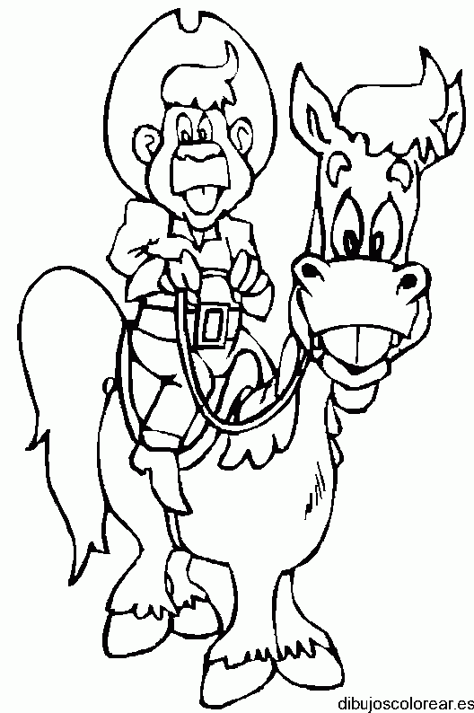 Dibujo de un vaquero y un caballo para colorear