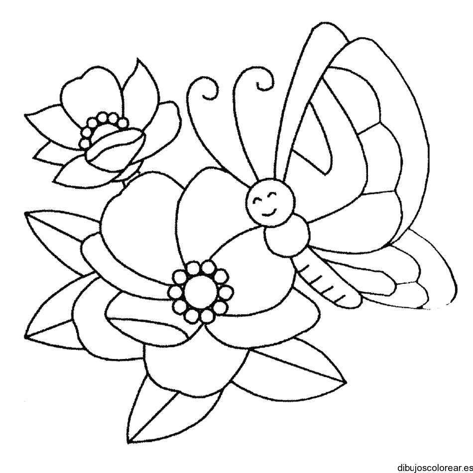 Dibujo de una abeja con una florecilla para colorear