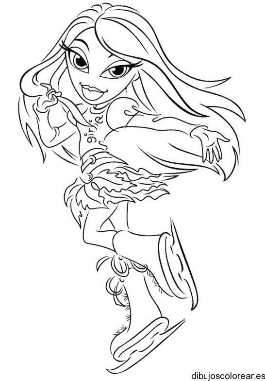 Dibujo de una Bratz con patines para colorear
