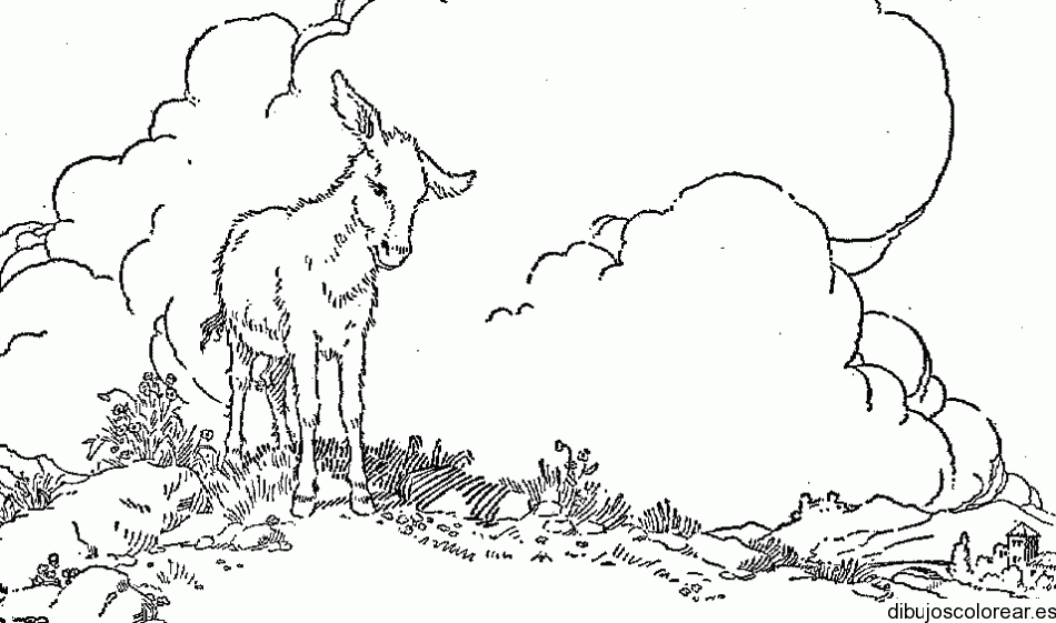 Dibujo de una cabra en el monte para colorear
