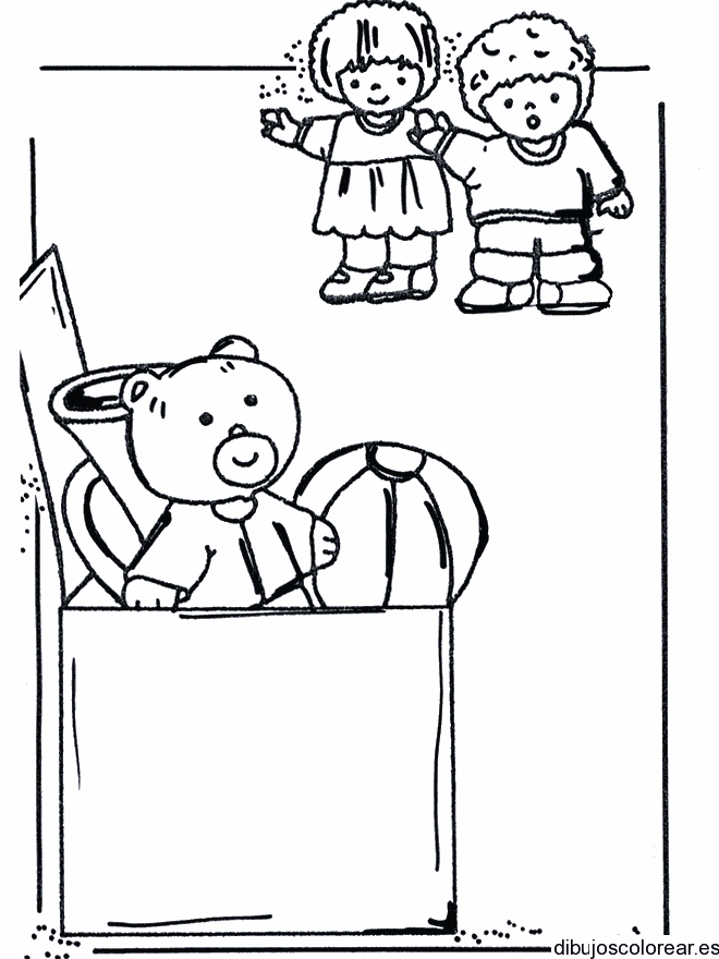 Dibujo de una caja de juguetes para colorear