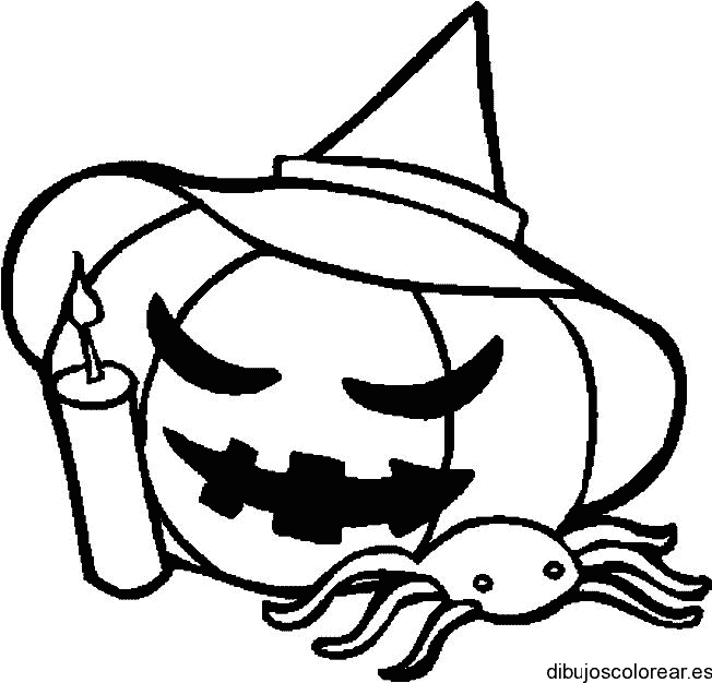 Dibujo de una calabaza con sombrero para colorear