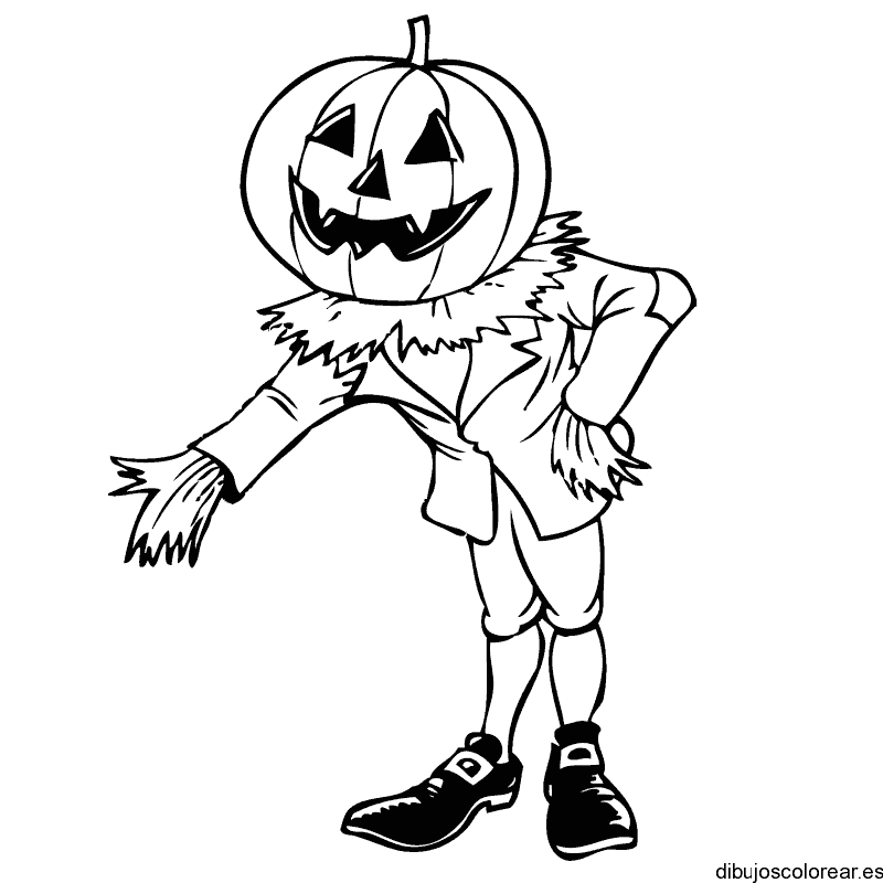Dibujo de una calabaza espantapájaros para colorear