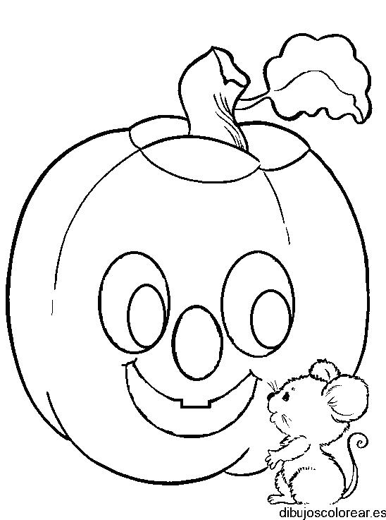 Dibujo de una calabaza y su pequeño amigo para colorear
