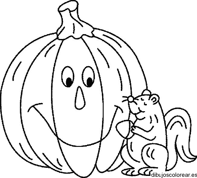 Dibujo de una calabaza y un ratón para colorear