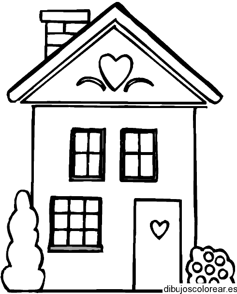 Dibujo de una casa con corazones para colorear