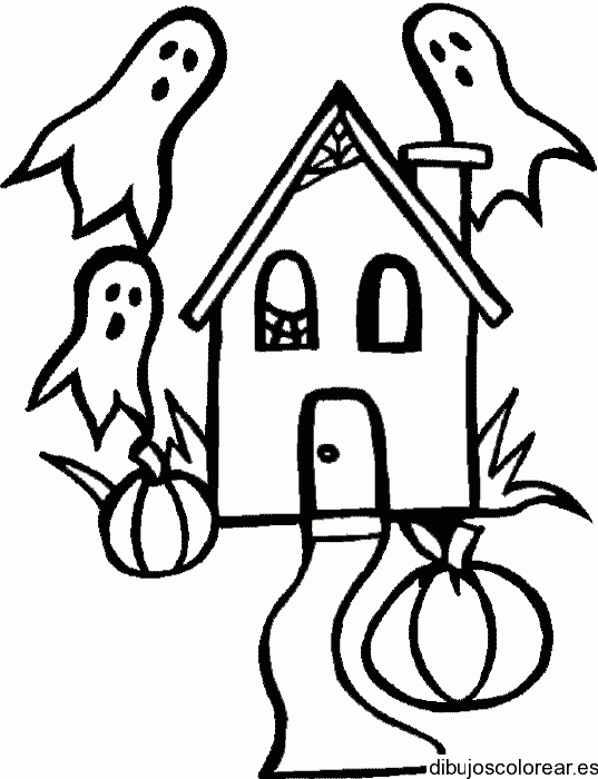 Dibujo de una casa de fantasmas para colorear