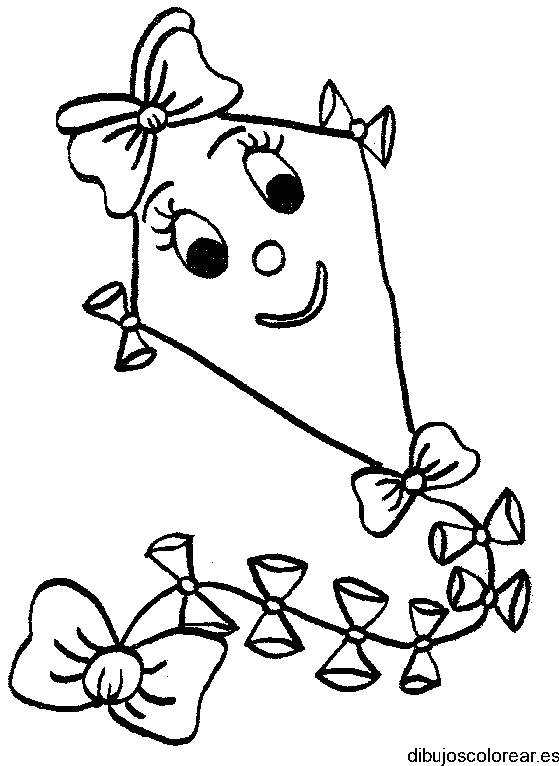 Dibujo de una cometa con moño para colorear
