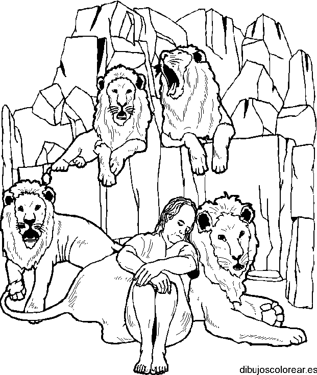 Dibujo de una familia de leones para colorear
