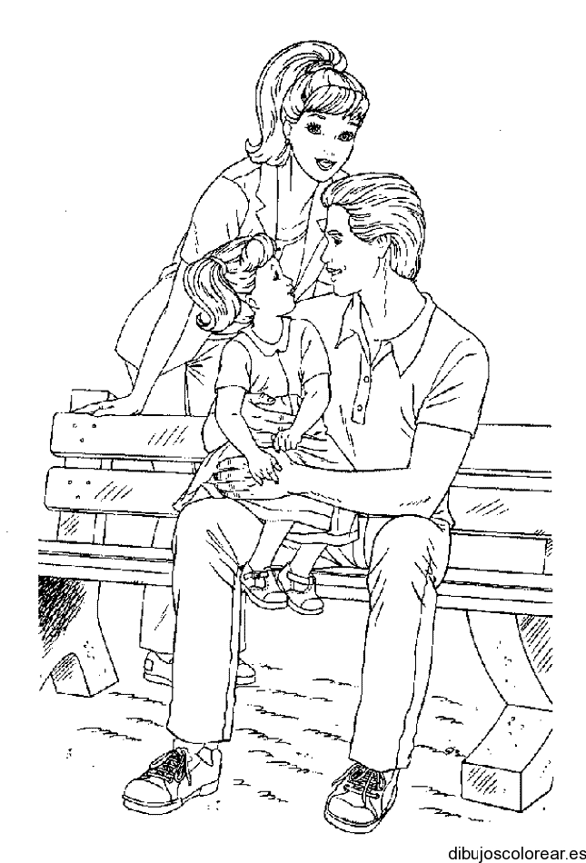 Dibujo de una familia en el parque para colorear
