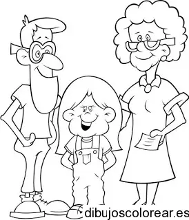 Dibujo de una familia felíz para colorear