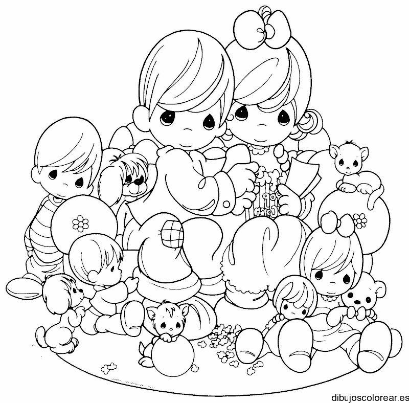 Dibujo de una familia leyendo para colorear