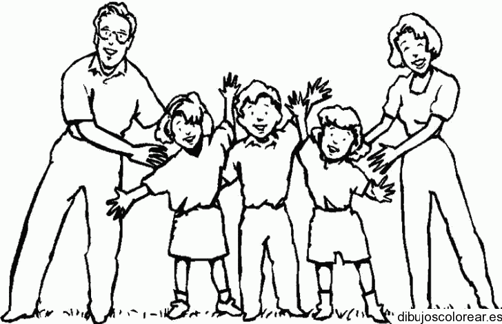 Dibujo de una familia retratándose para colorear