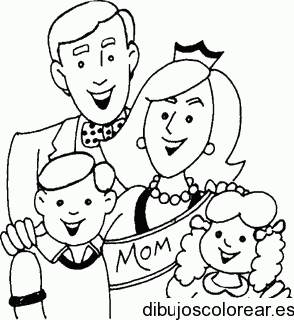 Dibujo de una familia sonriendo para colorear