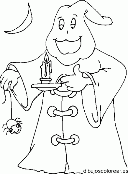 Dibujo de una fantasma en la noche para colorear